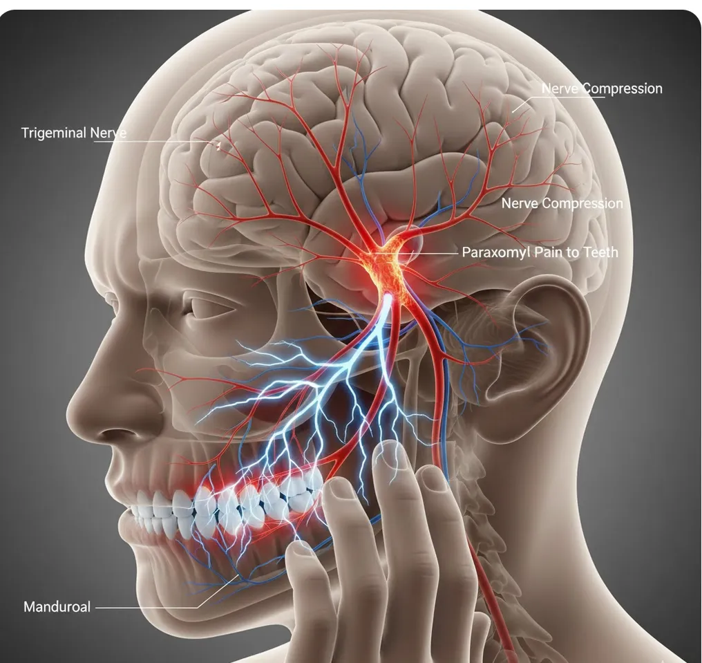Illustration of trigeminal neuralgia nerve pain mimicking root canal pain