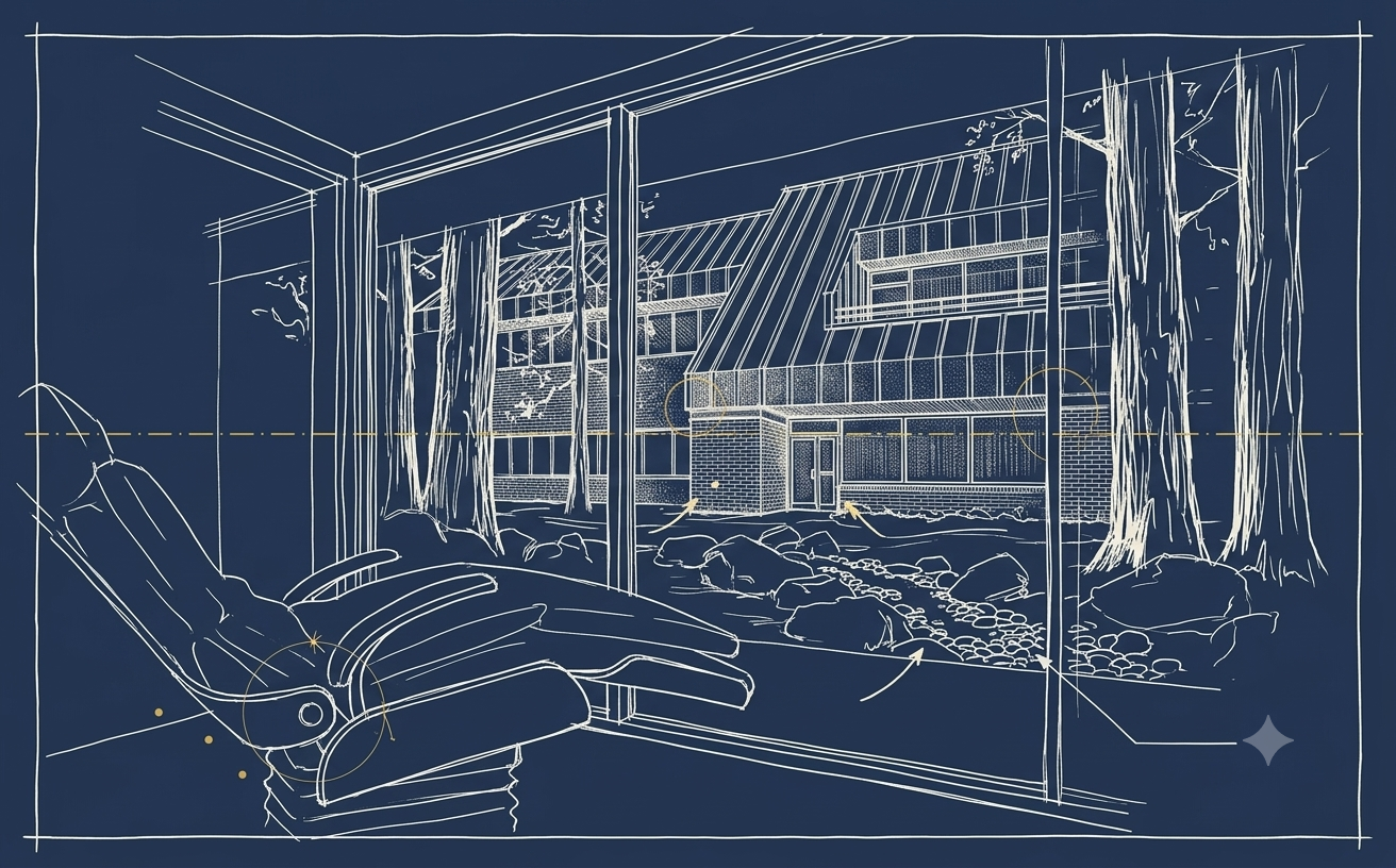 Plate III — the treatment chair by the window, drawn as an architectural study